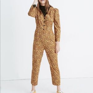 NWT - Madewell Corduroy Puff-Sleeve Jumpsuit in Mumbai Floral - Size 6